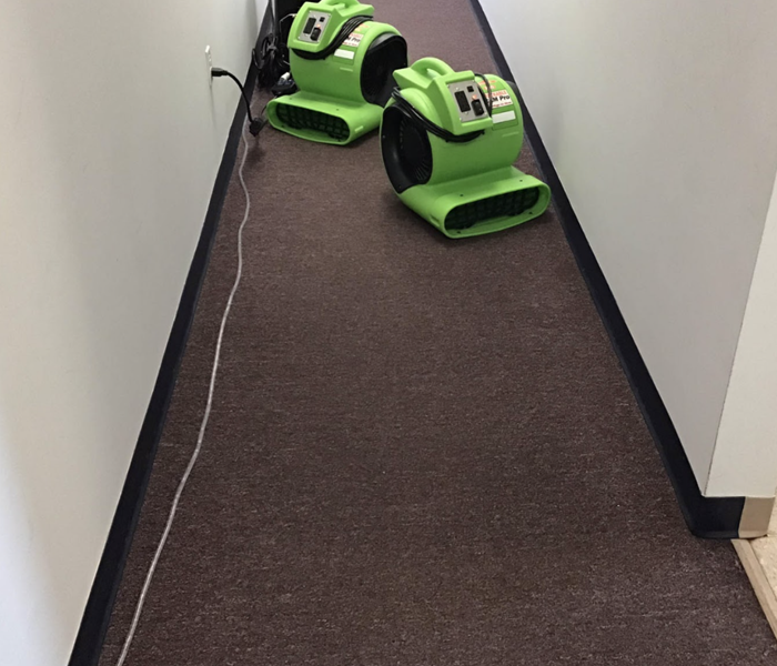 carpet with drying equipment placed 